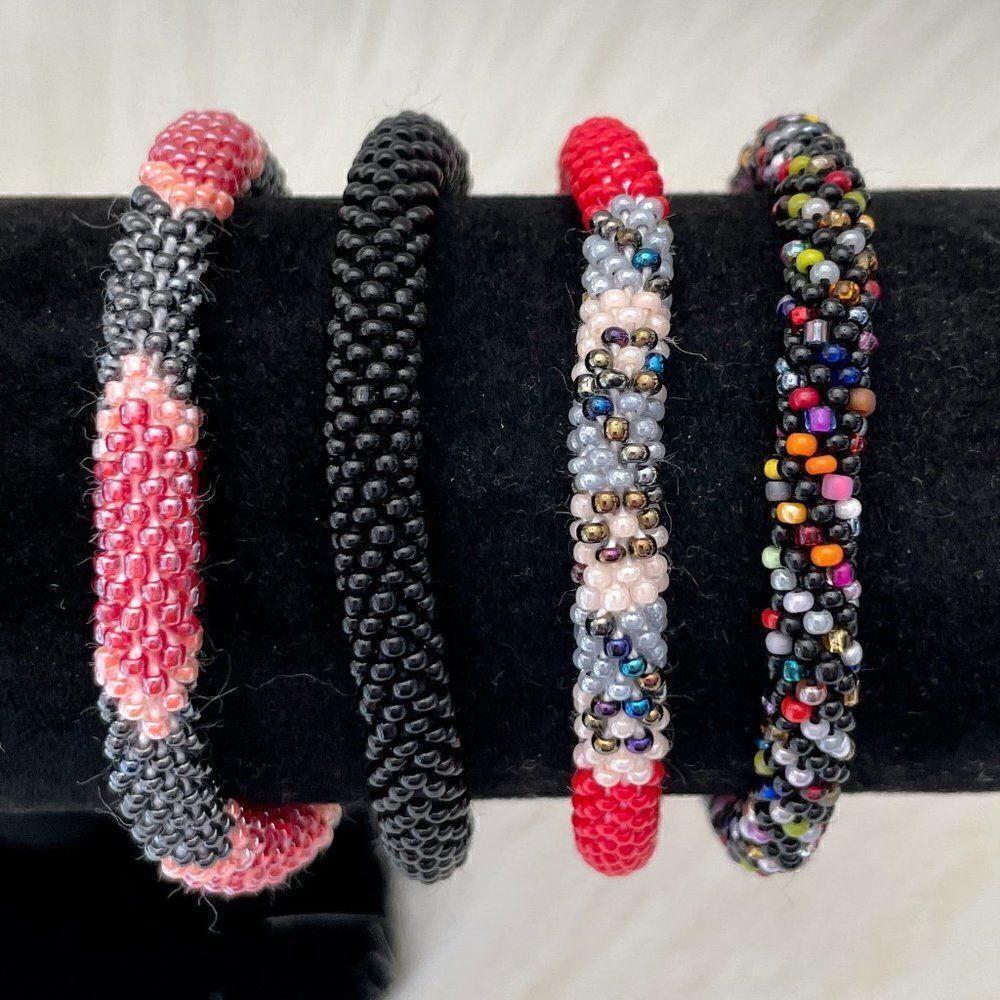 HAND CRAFTED in Nepal Beaded Bracelets (set of 4) #237